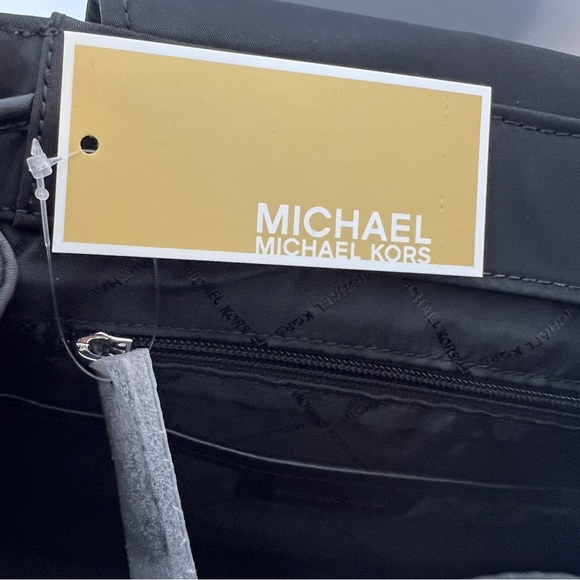 Michael Kors Medium Logo Drawstring Backpack Black/White NWT - Picture 11 of 14